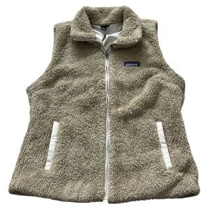 Patagonia Los Gatos Fleece Vest Womens L Tan Sherpa Full Zip Outdoor Gorpcore